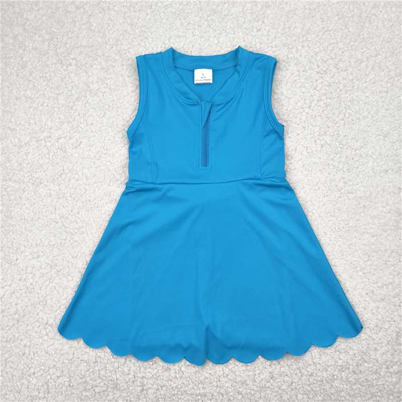 5.7GSD2090 Solid blue zippered yoga sleeveless dress