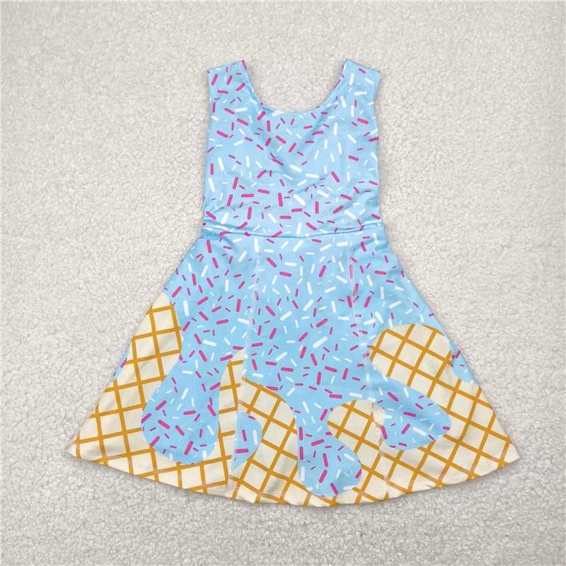5.1 GSD2380 Team fireworks plaid blue yoga sleeveless dress