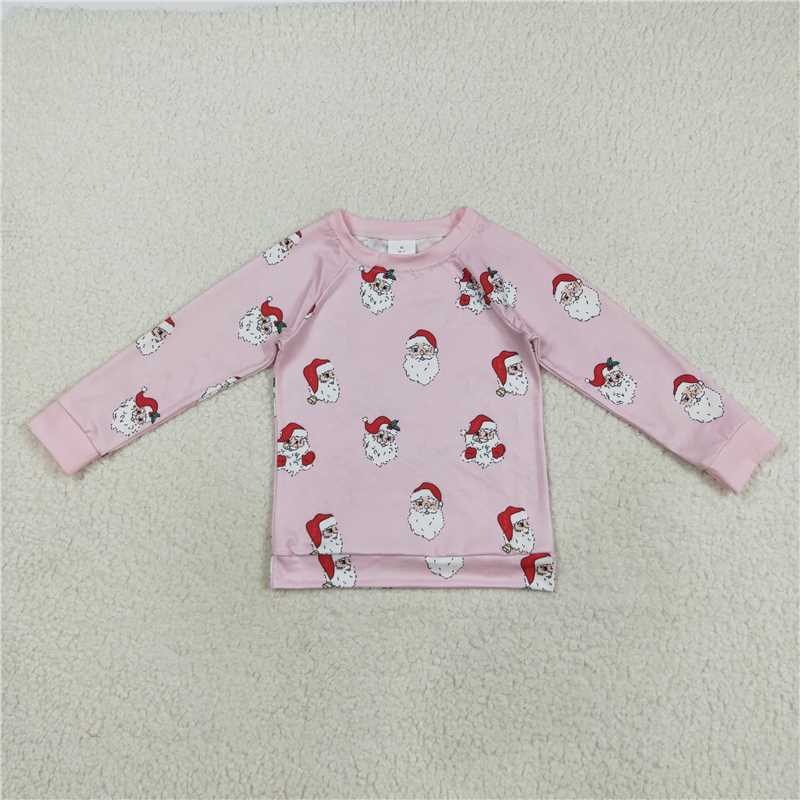X8.16 GT1111 Santa Claus Snowflake Pink Long-Sleeved Top