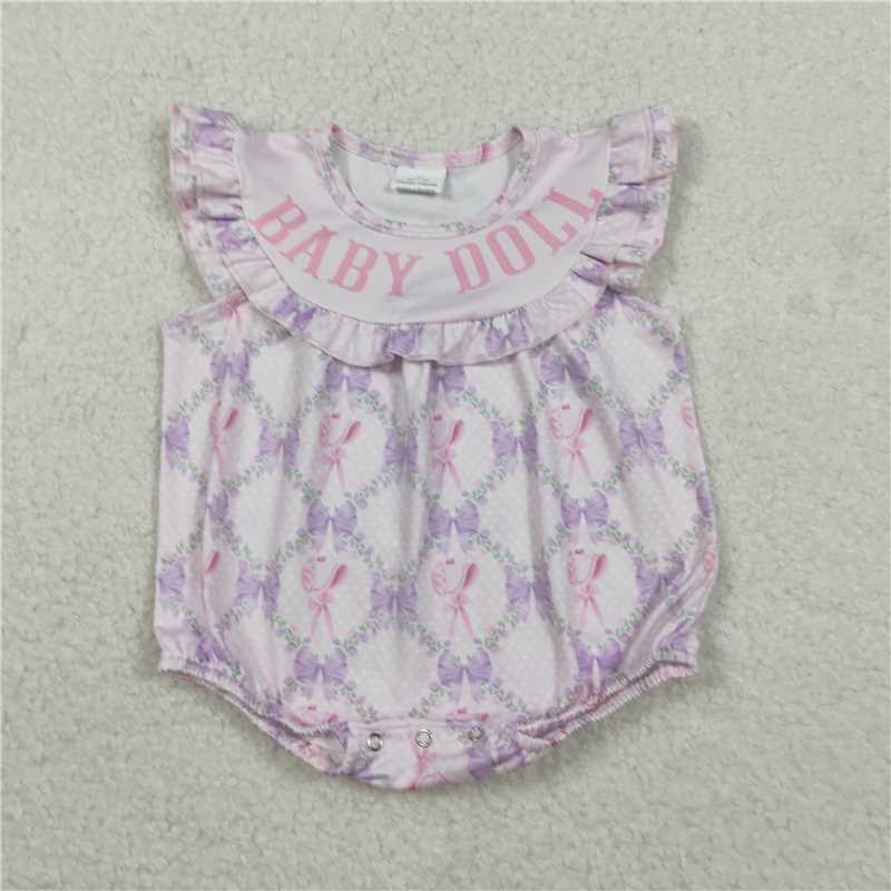 X11.5 SR3292 Baby Doll Floral Bow Pattern Plaid Vest Bodysuit