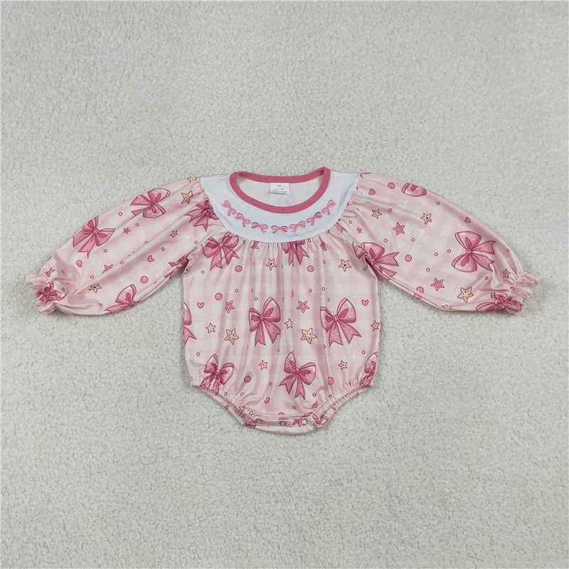X12.27 LR2771 Embroidered Star and Bow Pattern Plaid Long-Sleeved Jumpsuit