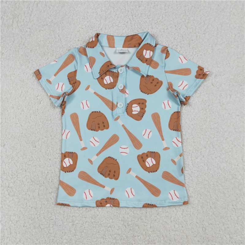 X12.30 BT1579 Baseball Glove Blue-Green Button-Down Collar Short-Sleeve Shirt