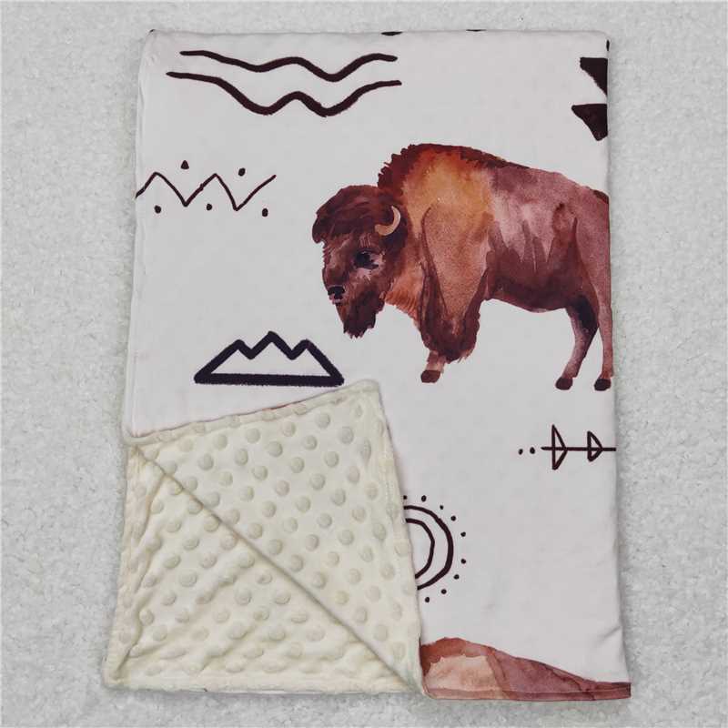 4.25BL0068 Cow Arrow Sun Beige Baby Blanket