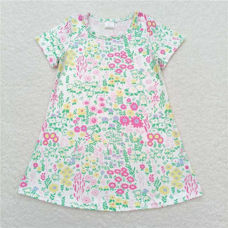 GSD0823 Floral white short-sleeved dress