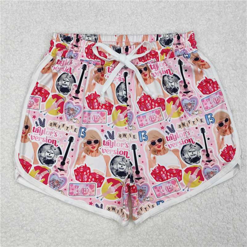 4.9 SS0420 Adult female Taylor's version dice guitar star pink shorts