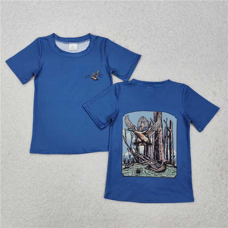 BT1150 Duck tree blue short-sleeved top