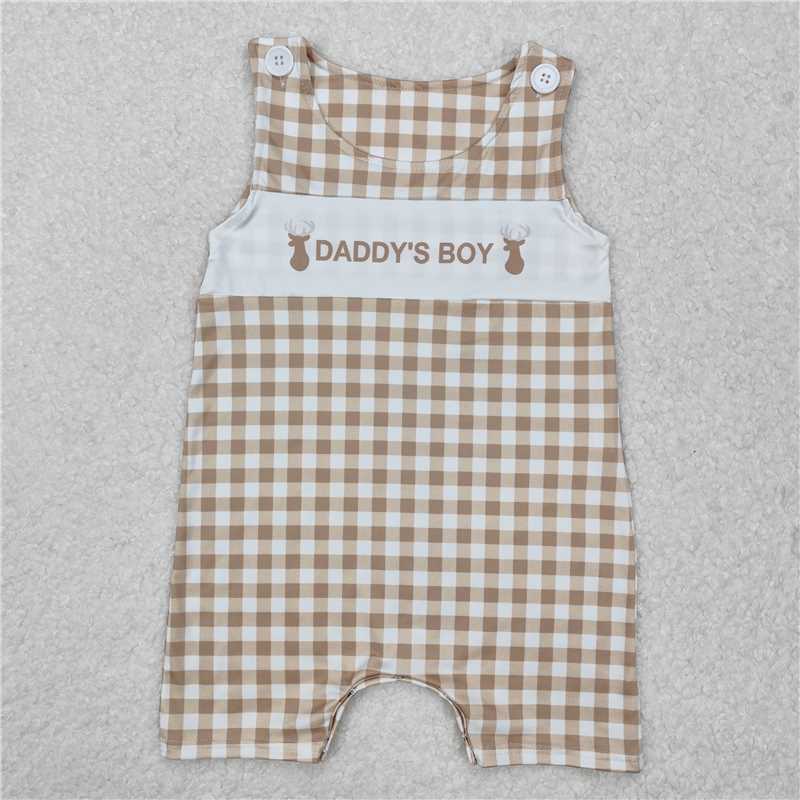 SR2299 Daddy's boy elk plaid sleeveless jumpsuit