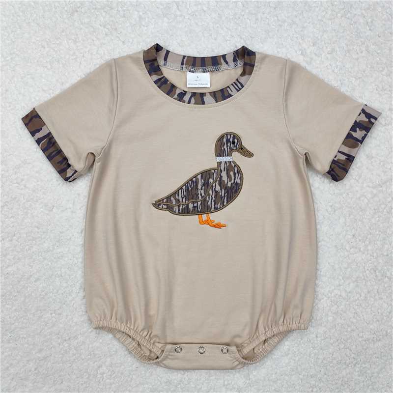 SR2392 Embroidered camouflage duck short-sleeved jumpsuit