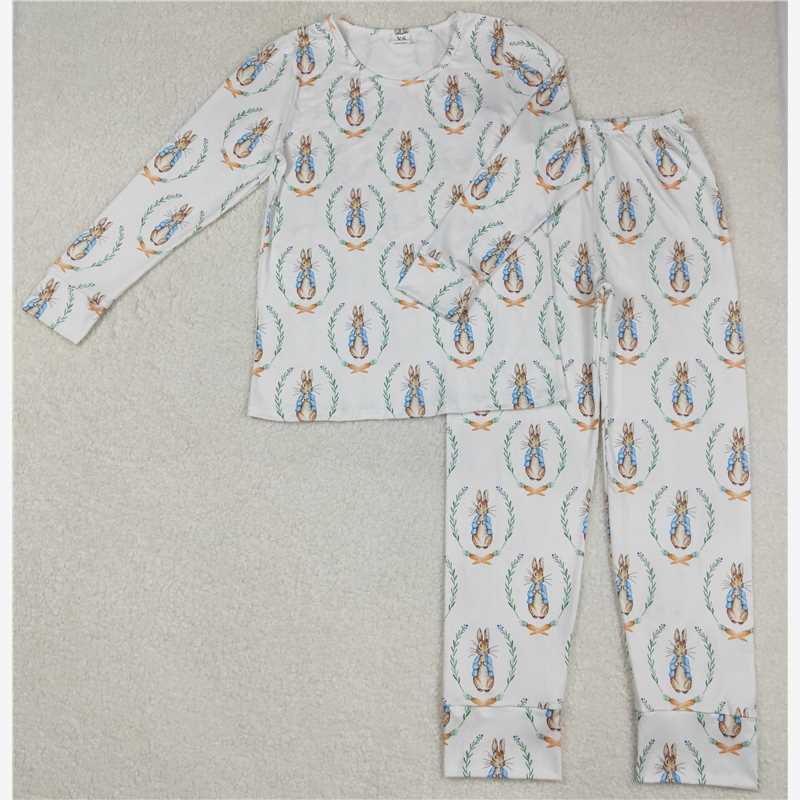 4.9 GLP2219 Adult female Easter bunny white long-sleeved long pants pajama set