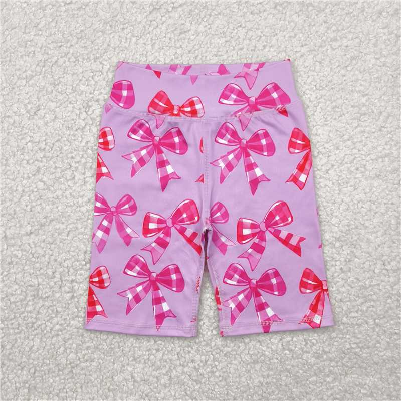4.25 SS0540 Red plaid bow pink yoga cycling shorts