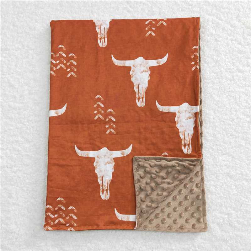 4.21BL0070 Alpine Cow Head Arrow Orange Baby Blanket