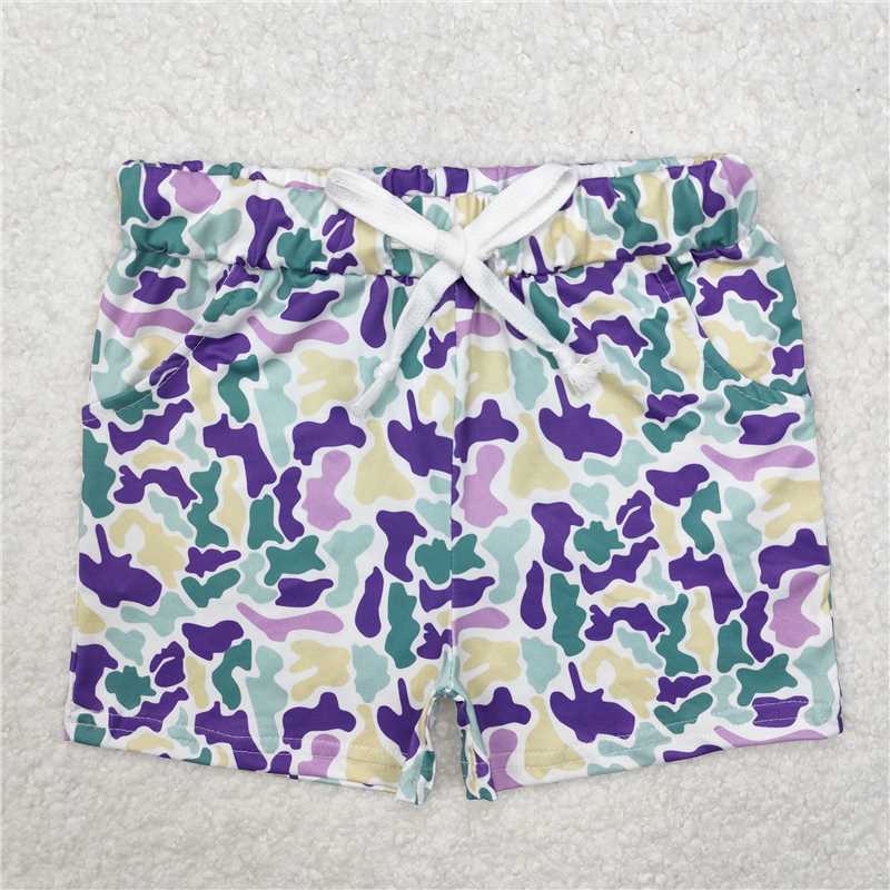 3.5 SS0433 Carnival yellow green purple camouflage shorts