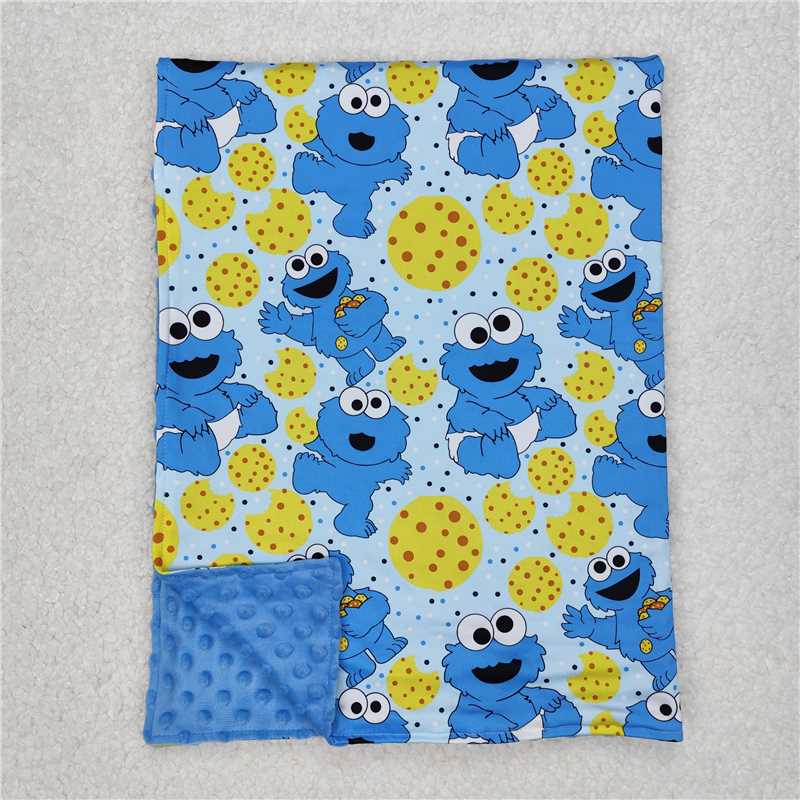 6.11 BL0195 Cartoon Sesame Street Cookie Blue Baby Blanket