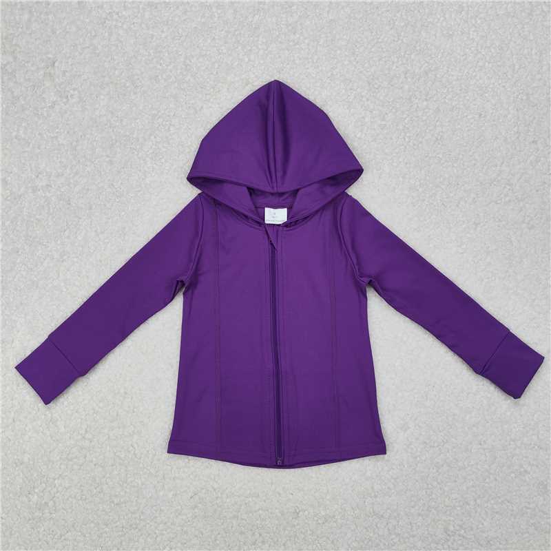 3.11 GT0807 Purple yoga wear zipper hooded long-sleeved top