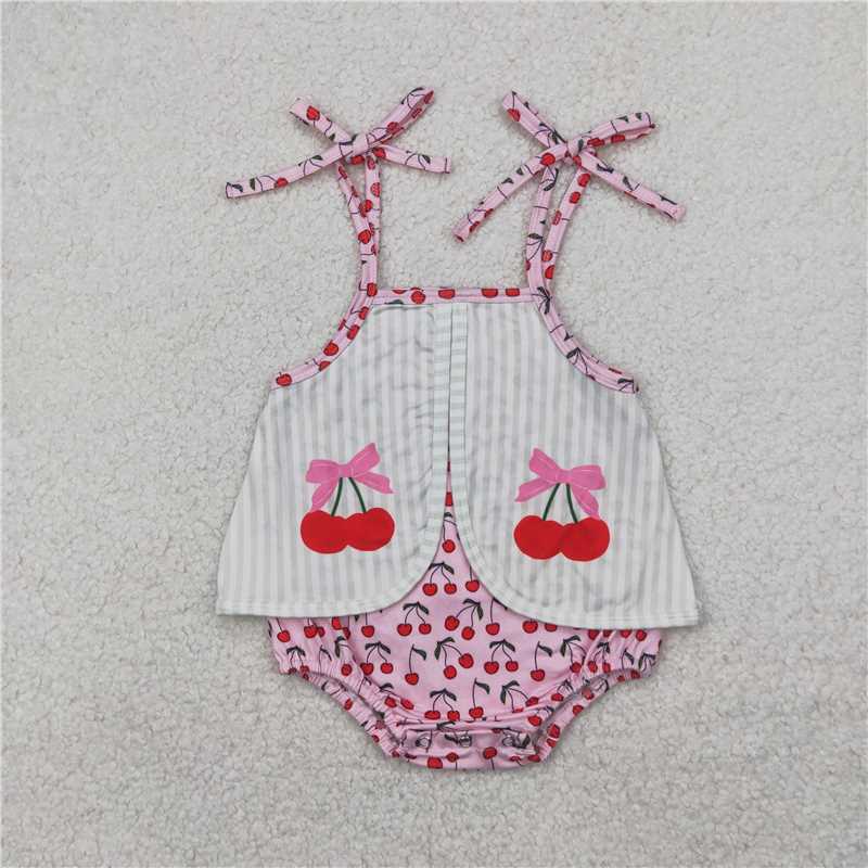 4.8 SR2279 Pink camisole with bow pattern and cherry stripes