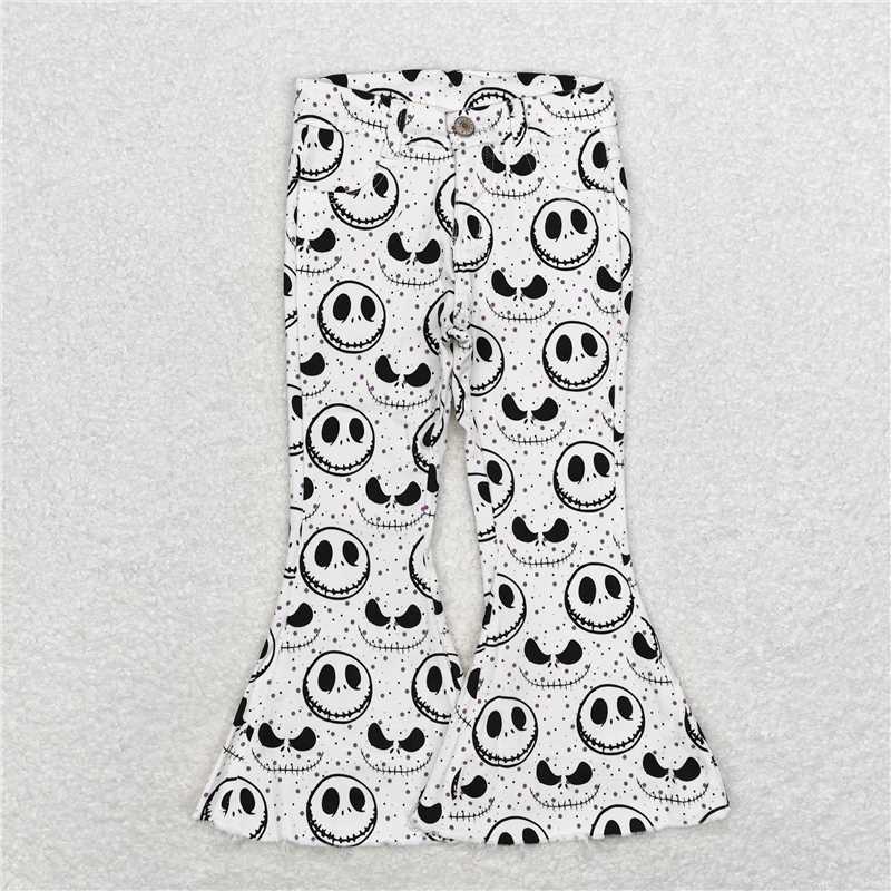 P0488 The Nightmare Before Christmas smiley face white denim trousers