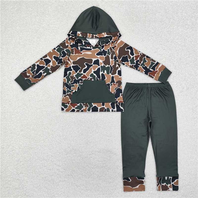 4.22BLP0962 Pocket camouflage beige hooded long-sleeved trousers set