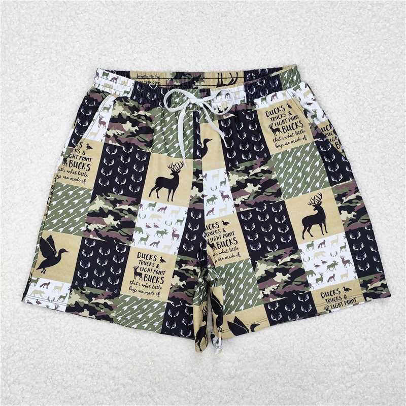 4.10 S0466 Adult male elk duck camouflage plaid swimming trunks