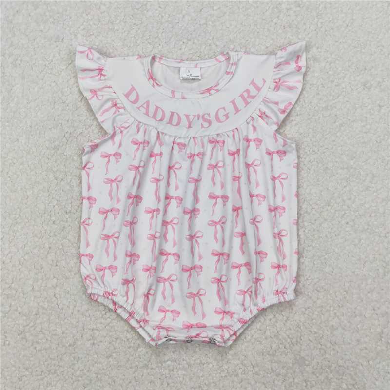 3.17 SR2806 Daddy's girl pink bow pattern white vest jumpsuit