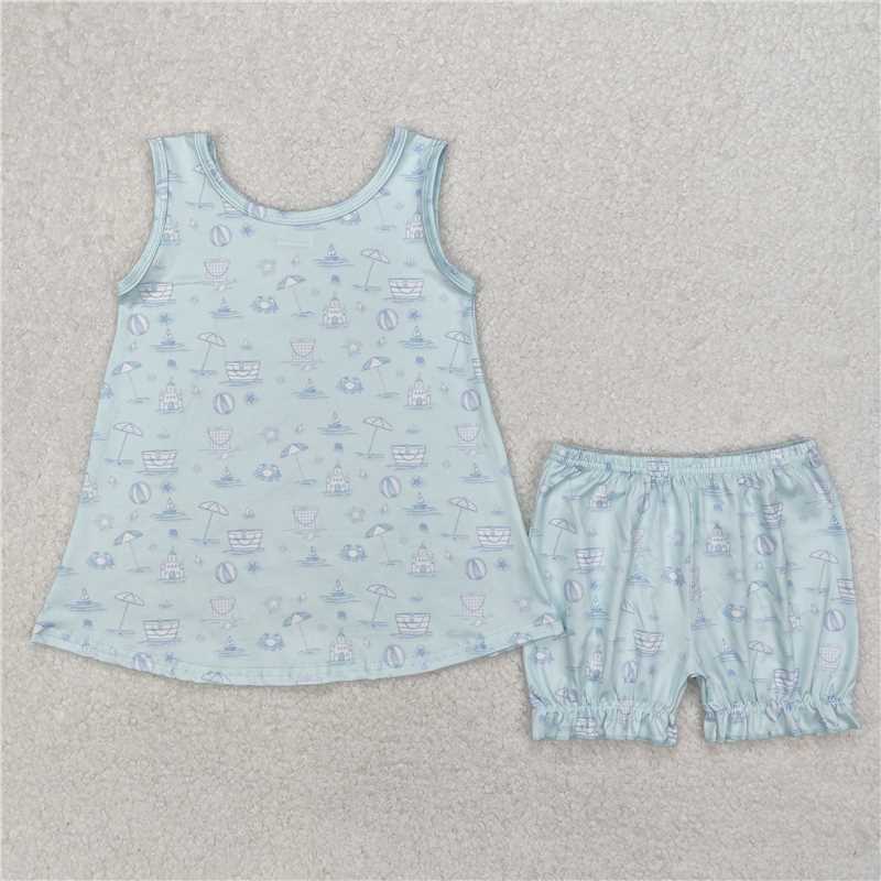 3.17 GSSO2224 Crab Beach Ball Blue Sleeveless Shorts Set
