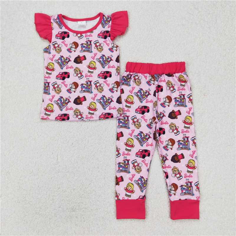 3.24 GSPO1996 barbie car rose red flying sleeves long pants pajamas set