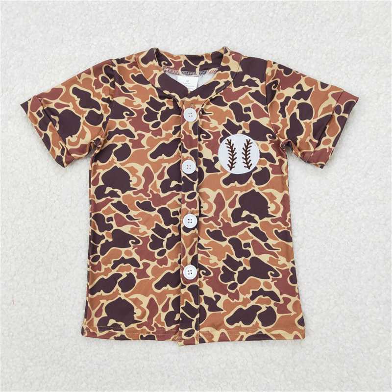 3.25 BT1102 Embroidered baseball brown camouflage short-sleeved top