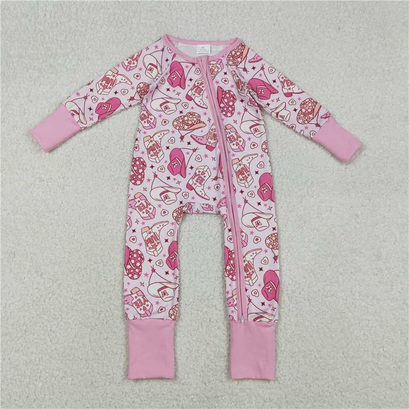 X12.27 LR2855 yeehaw Cowboy Hat Boots Star Pink Zipper Long-Sleeved Jumpsuit