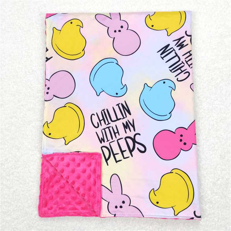 4.21BL0093 chillin with my peeps colorful bunny baby blanket