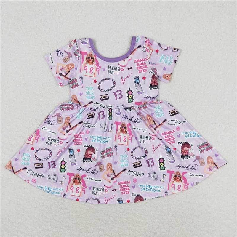 GSD1167 taylor swift purple short sleeve dress
