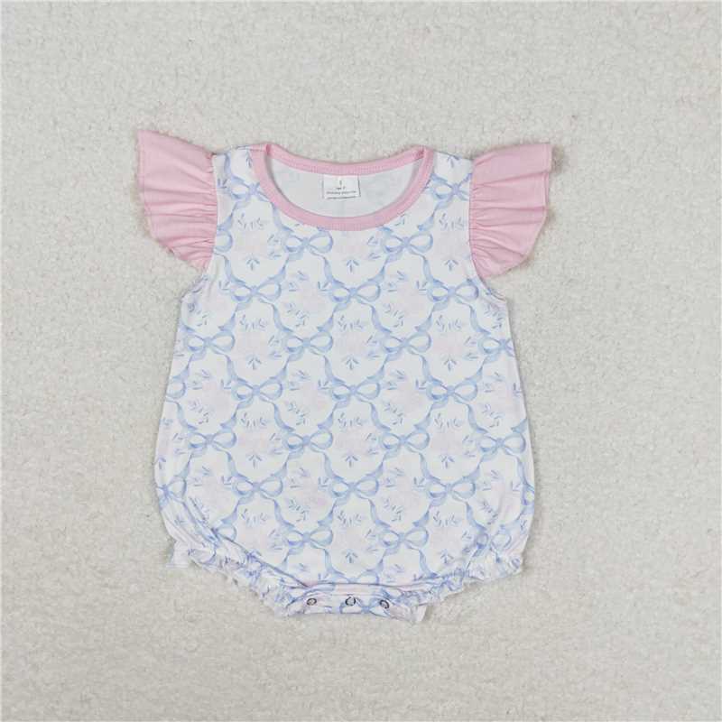 SR1522 Flower bow pink lace vest jumpsuit