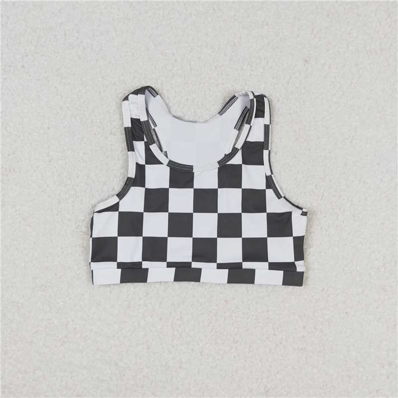 GT0522 Black and white plaid sleeveless top