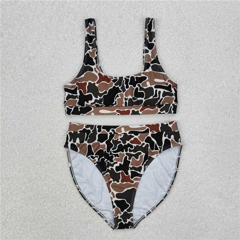 4.10 S0480 Adult female camouflage beige swimsuit set