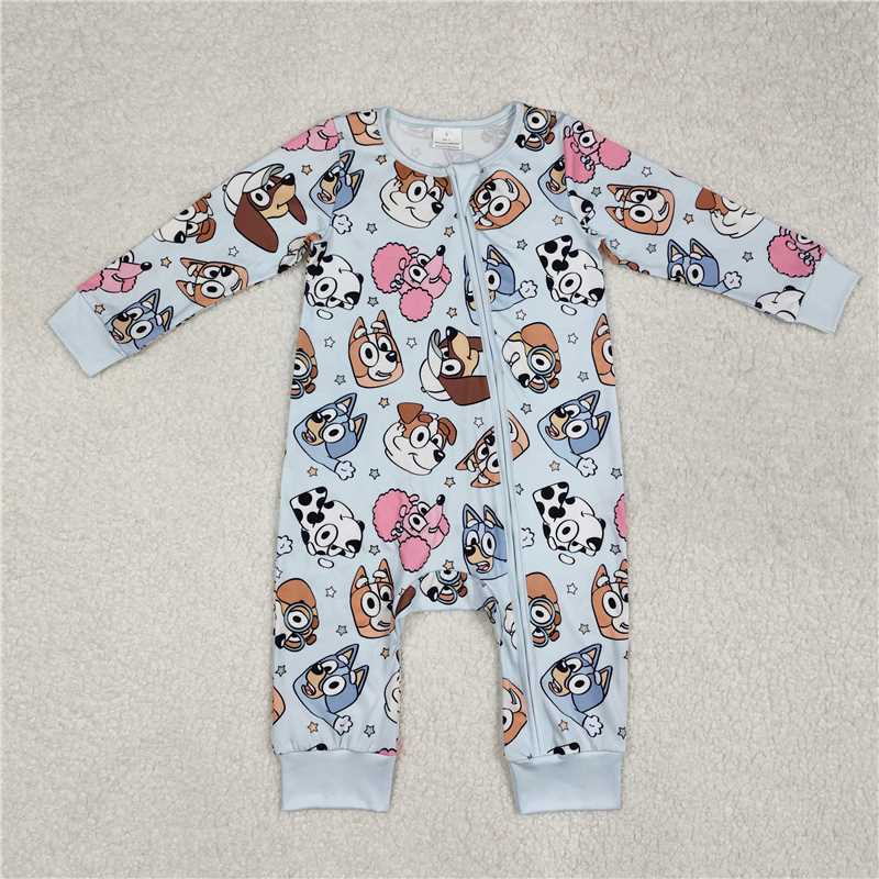 3.5 LR2062 bluey star blue zipper long sleeve jumpsuit