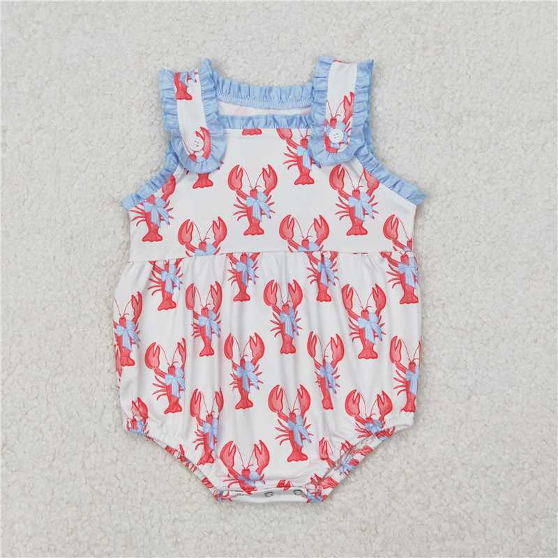 3.24 SR2710 White vest bodysuit with blue bow pattern and crayfish