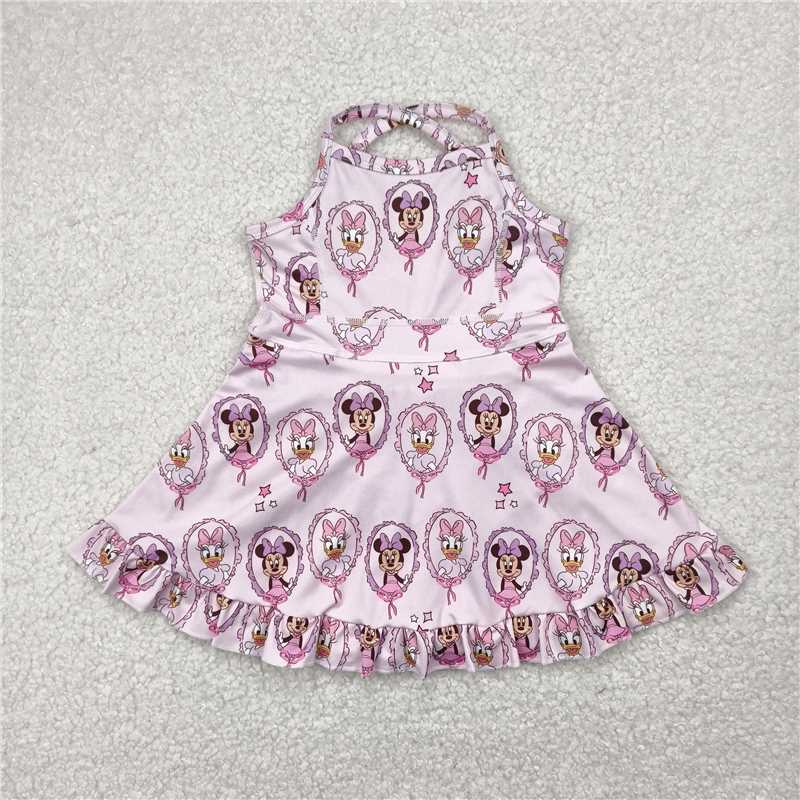 4.28 GSD2343 Minnie Donald Duck Star Pink Yoga Sleeveless Dress