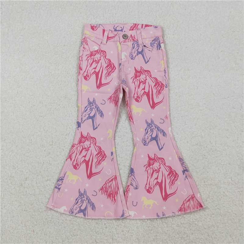 X11.3 P0431 Pink Denim Pants with Horse and Star Design