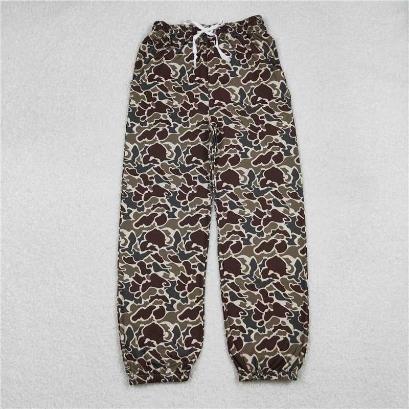 10.10 P0906 Milk Silk Adult Women's Camouflage Brown-Green Lace-Up Drawstring Pants
