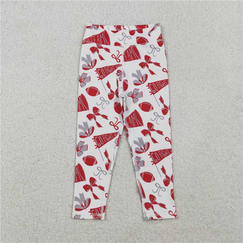 X11.7 P0846 Yoga Pants with Gray-Red Trumpet and Bow Pattern (football design)
