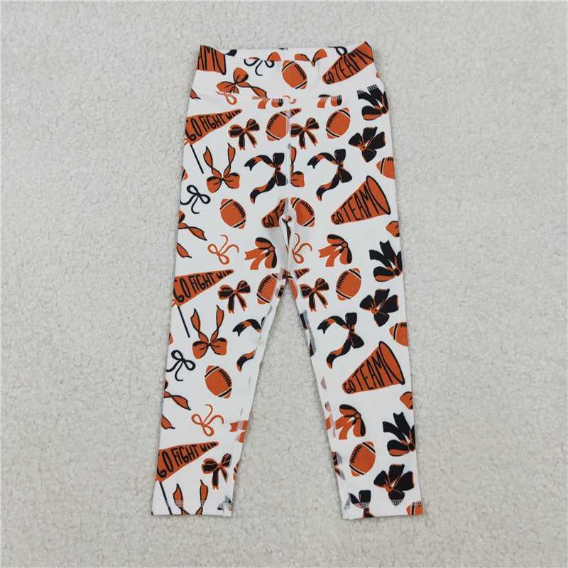 X109 P0847 Football orange flared bow pattern yoga pants