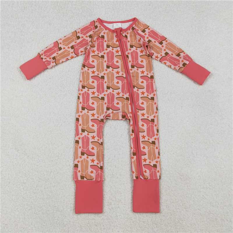 X11.6 LR2733 Boots, Starry Coral Red Zipper Long-Sleeved Jumpsuit