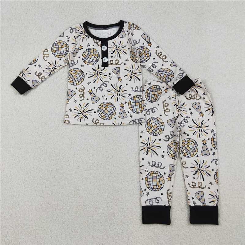 X11.8 BLP1166 New Year Fireworks Lollipop Long-Sleeved Pants Pajama Set