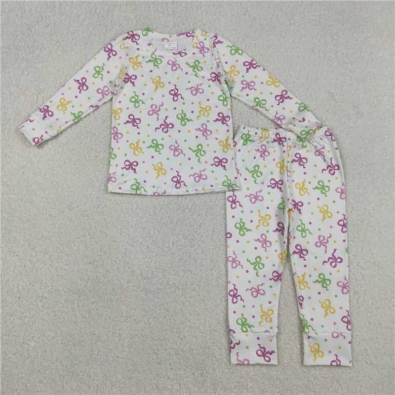 X12.3 Carnival-themed polka dot white long-sleeved pajama set with bow pattern