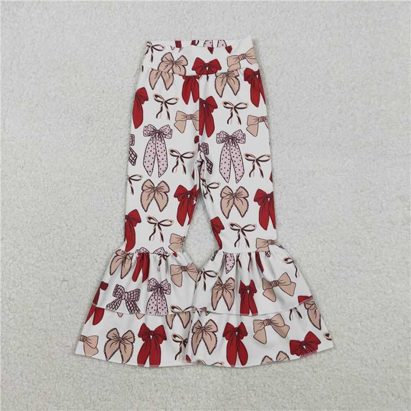 X12.6 P0885 White yoga pants with red bow pattern