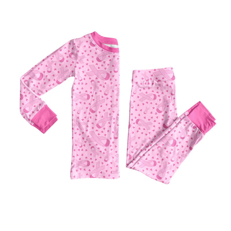 X8.14Baby Girls Wear Pink In Oct Bows Top Pants Lounge Wear Pajamas Sets