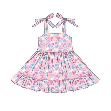 5.24 Leopard print bow strap pink dress