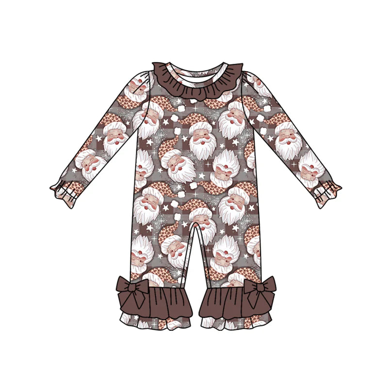 8.6Preorder(moq 5)Baby Infant Girls Santa Plaid Ruffle Pant Christmas Rompers