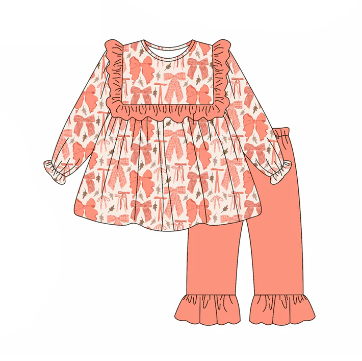5.20 Orange bow long-sleeved suit