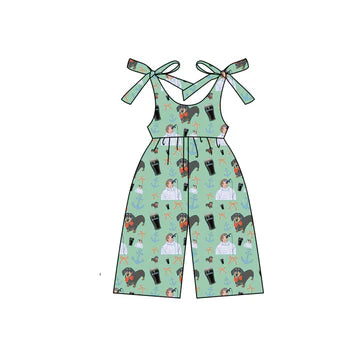 4.30 Green cartoon suspender jumpsuit