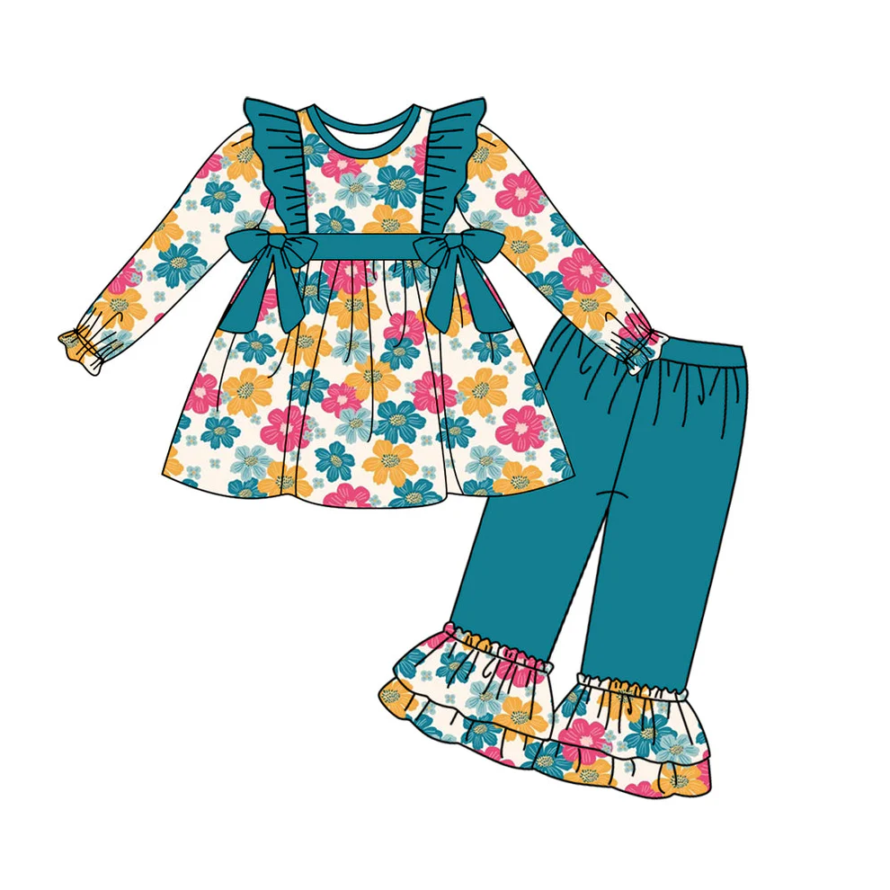 5.20 Flower dark green long-sleeved suit