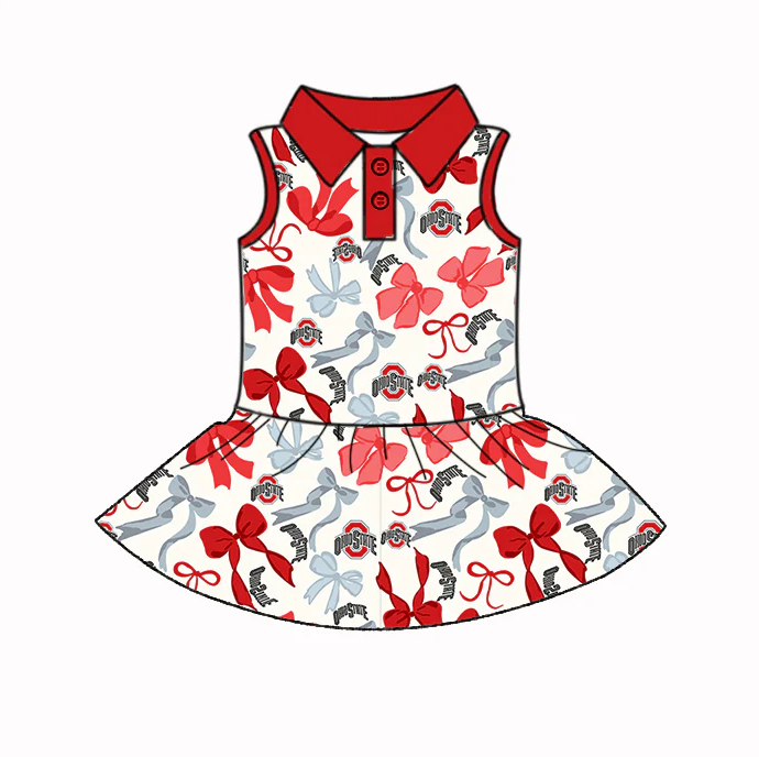 6.17 Bow Sleeveless Button Red Dress
